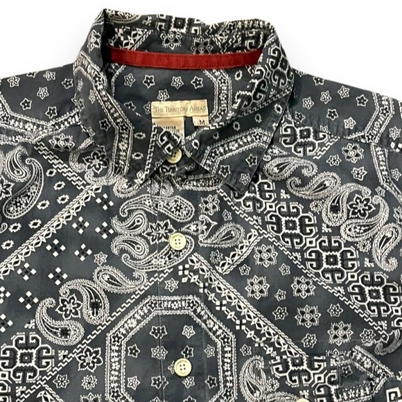 The Territory Ahead Shirt Gray Bandana Print Long Sleeve Button Front Medium - Picture 4 of 8